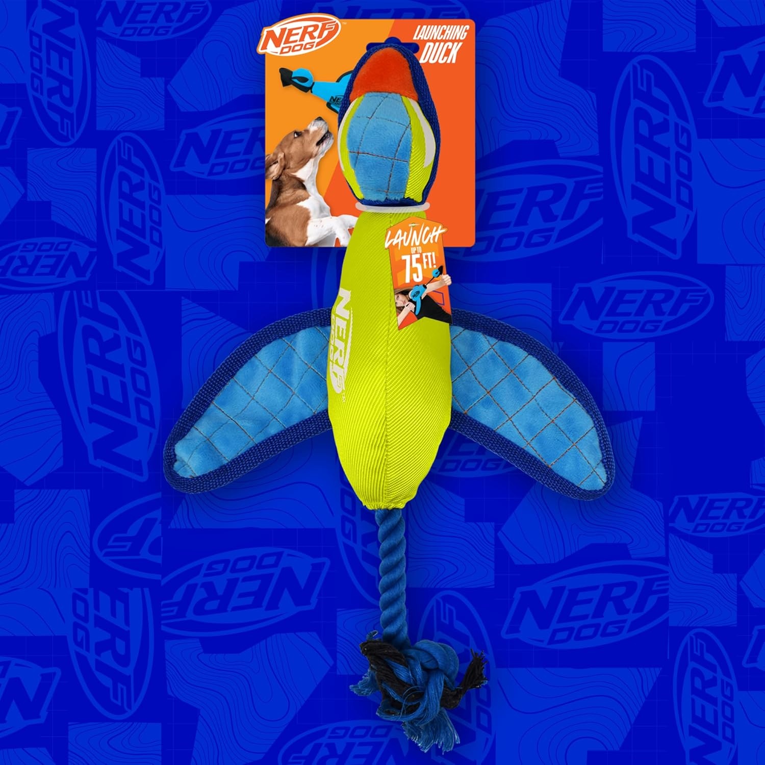 image:imageNerf Dog Large Nylon Launching DuckBlueGreenGreen Blue