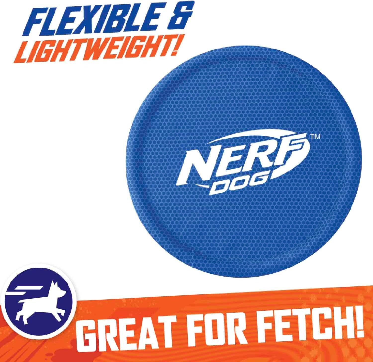 image:imageNerf Dog Nylon Flyer Dog Toy Flying Disc Lightweight Durable and Water Resistant Great for Beach and Pool 9 inch diameter for MediumLarge Breeds Single Unit BlueBlue