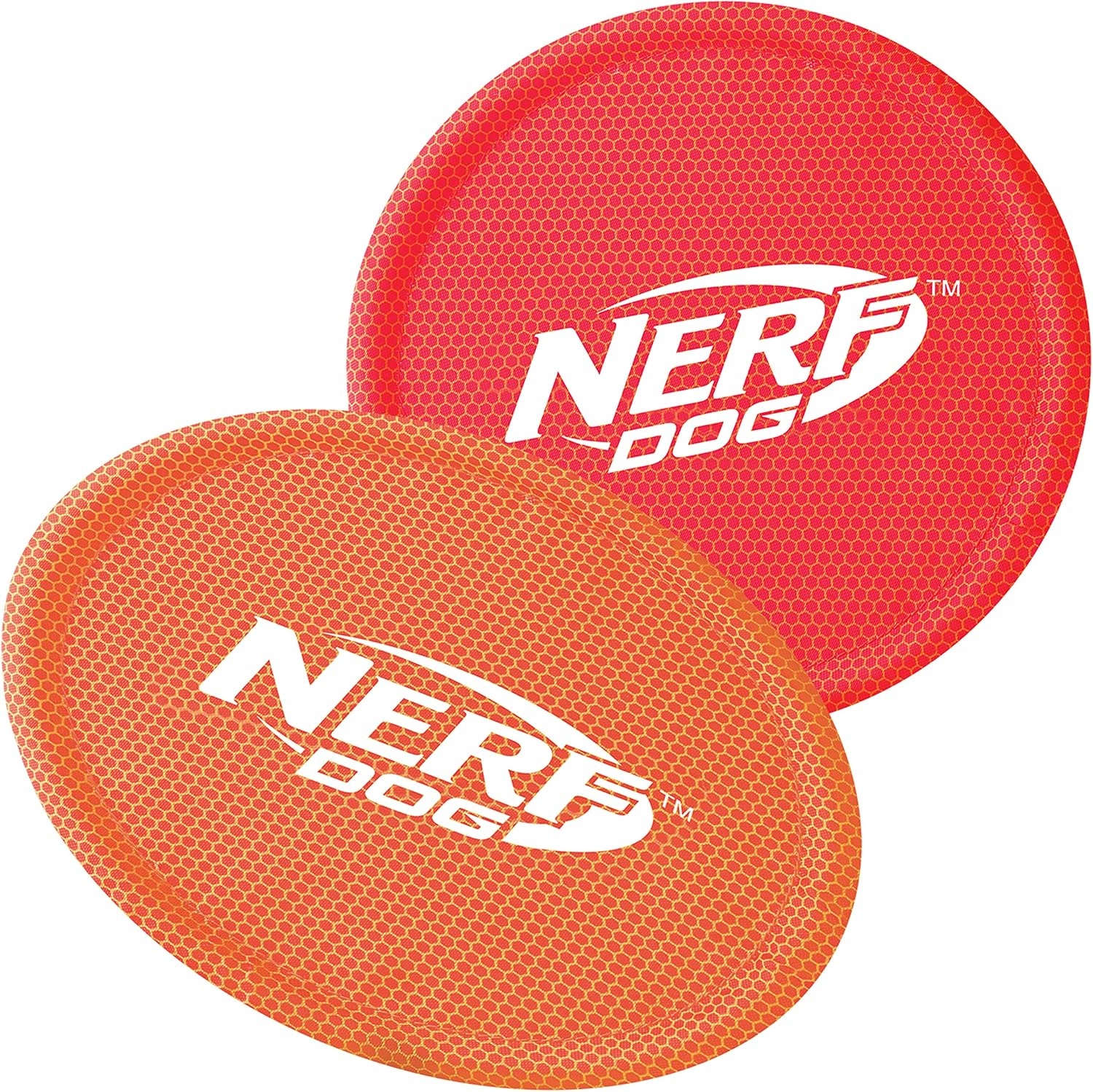 image:imageNerf Dog Nylon Flyer Dog Toy Flying Disc Lightweight Durable and Water Resistant Great for Beach and Pool 9 inch diameter for MediumLarge Breeds Single Unit BlueOrange and Red