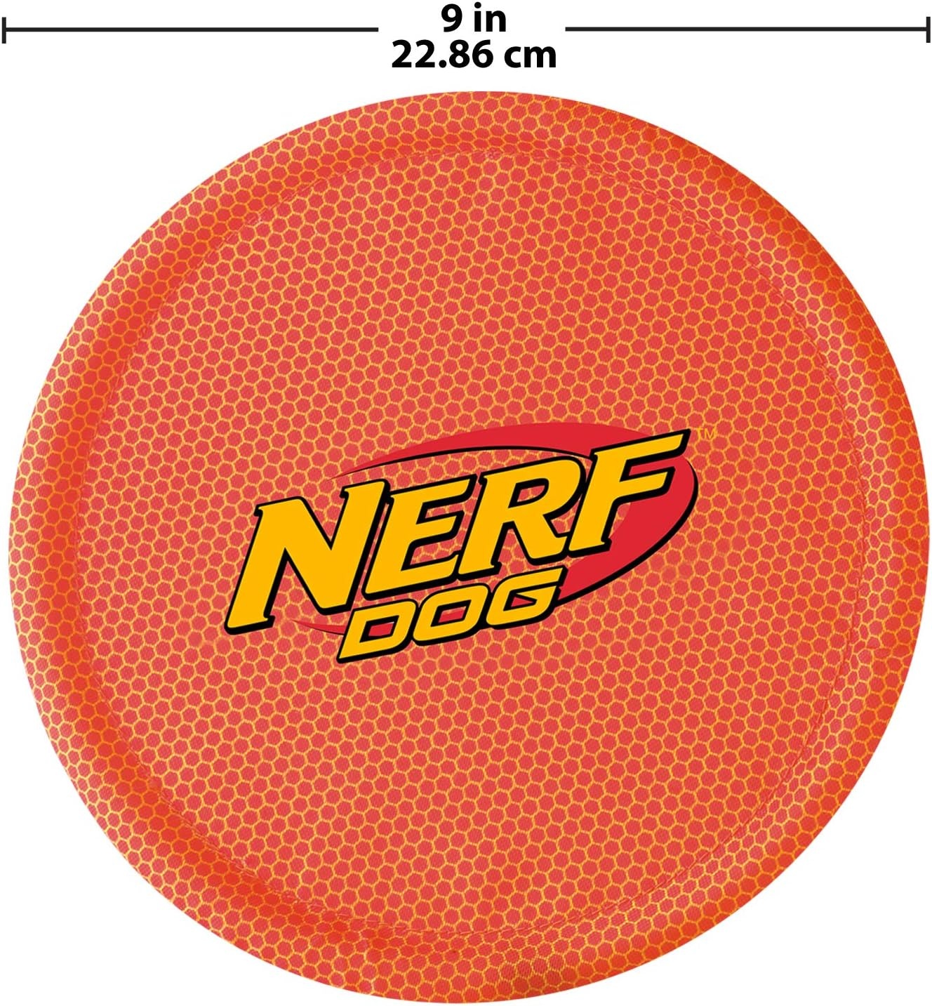 image:imageNerf Dog Nylon Flyer Dog Toy Flying Disc Lightweight Durable and Water Resistant Great for Beach and Pool 9 inch diameter for MediumLarge Breeds Single Unit BlueOrange and Red