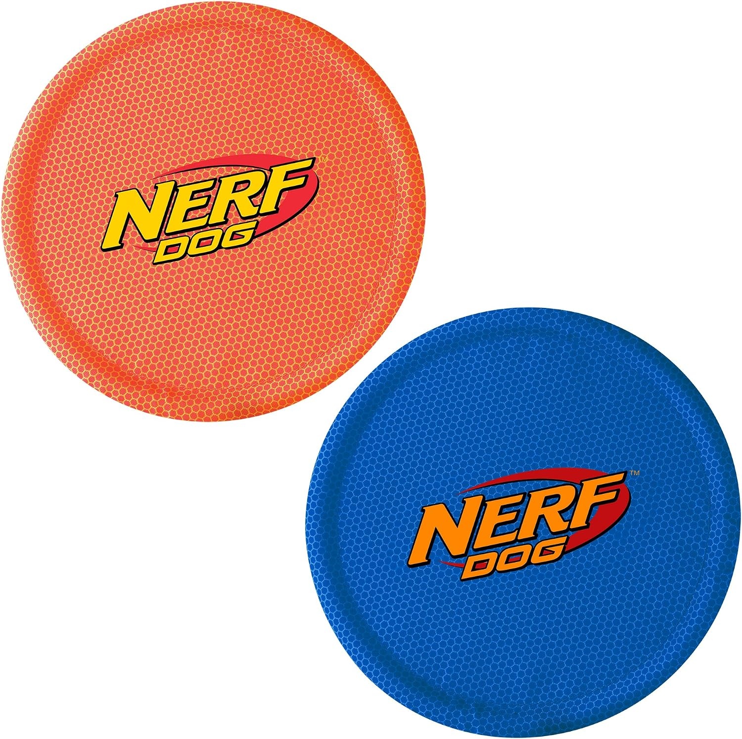 image:imageNerf Dog Nylon Flyer Dog Toy Flying Disc Lightweight Durable and Water Resistant Great for Beach and Pool 9 inch diameter for MediumLarge Breeds Single Unit BlueBlue and Red 2 Pack