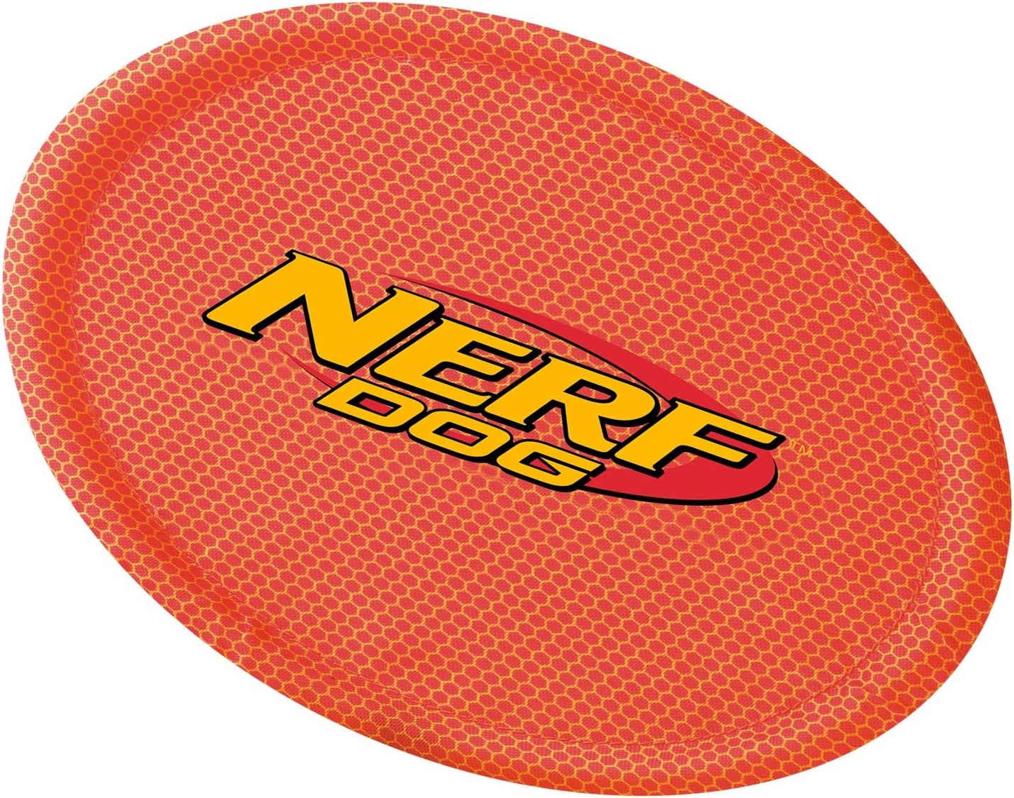 image:imageNerf Dog Nylon Flyer Dog Toy Flying Disc Lightweight Durable and Water Resistant Great for Beach and Pool 9 inch diameter for MediumLarge Breeds Single Unit BlueOrange and Red