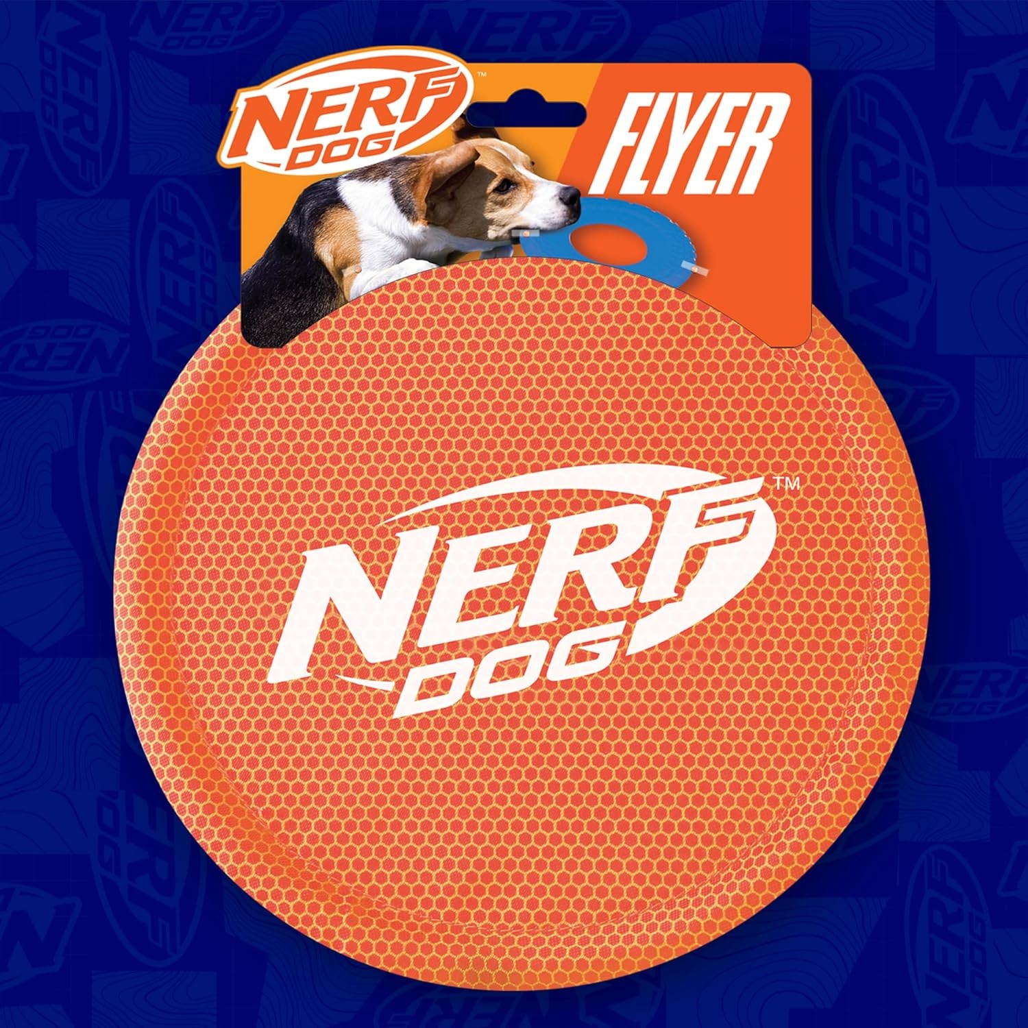 image:imageNerf Dog Nylon Flyer Dog Toy Flying Disc Lightweight Durable and Water Resistant Great for Beach and Pool 9 inch diameter for MediumLarge Breeds Single Unit BlueOrange