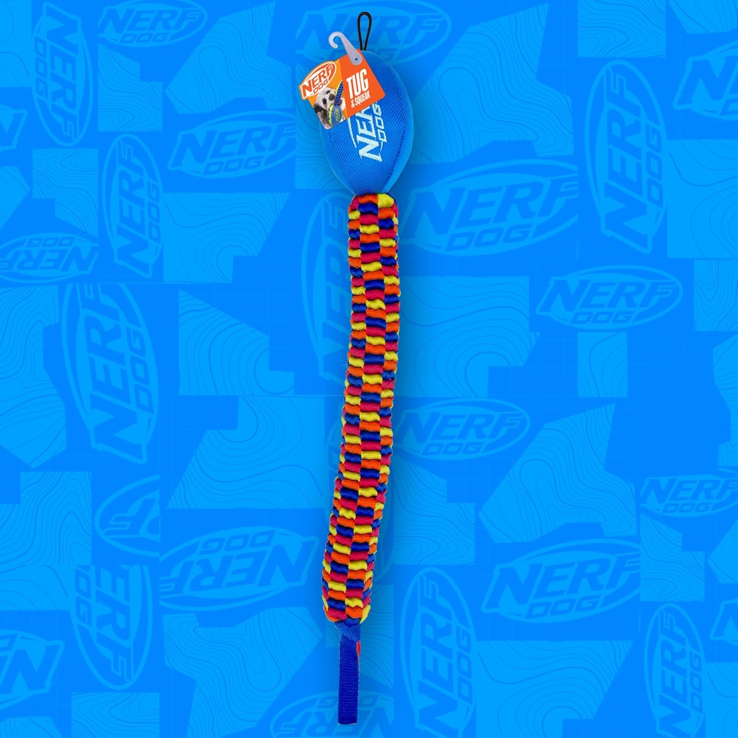 image:imageNerf Dog Rainbow Vortex Chain Tug Dog Toy Lightweight Durable and Water Resistant 19 Inches For MediumLarge Breeds Single Unit Rainbow Colored19in