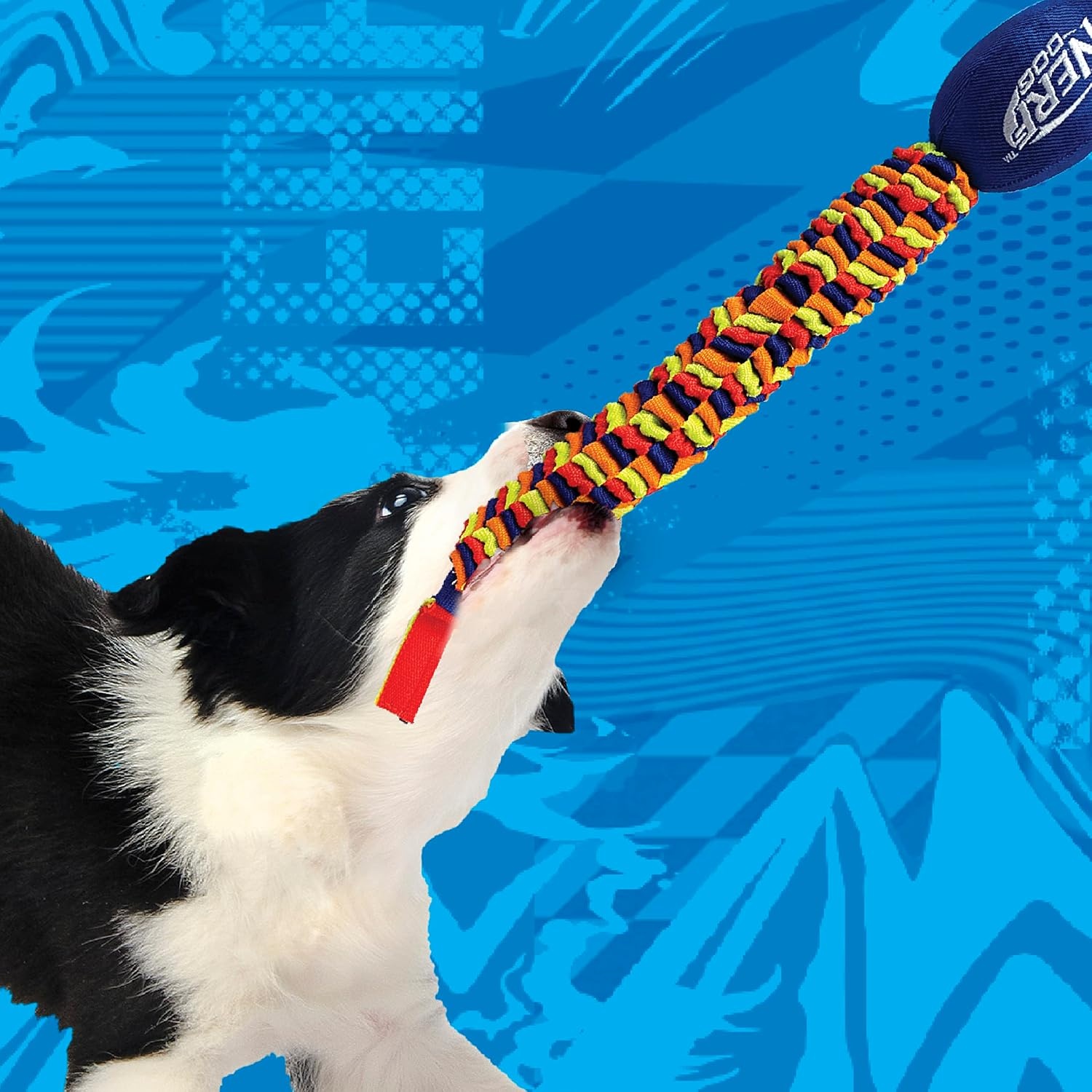 image:imageNerf Dog Rainbow Vortex Chain Tug Dog Toy Lightweight Durable and Water Resistant 19 Inches For MediumLarge Breeds Single Unit Rainbow Colored25in