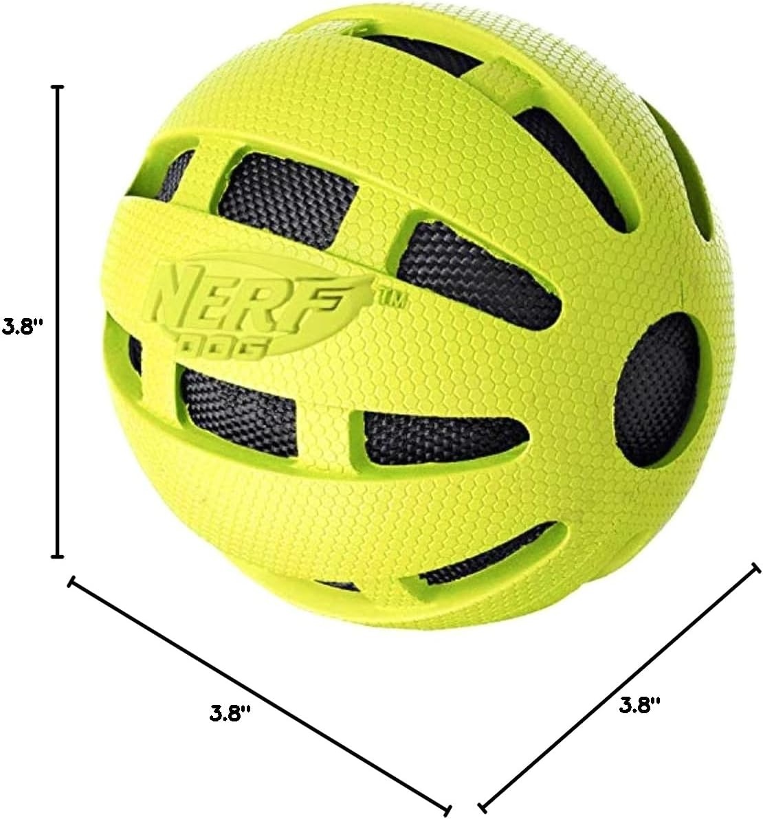 image:imageNerf Dog Rubber Ball Dog Toy with Checkered Squeaker Lightweight Durable and Water Resistant 4 Inch Diameter for MediumLarge Breeds Single Unit Blue38 in Green
