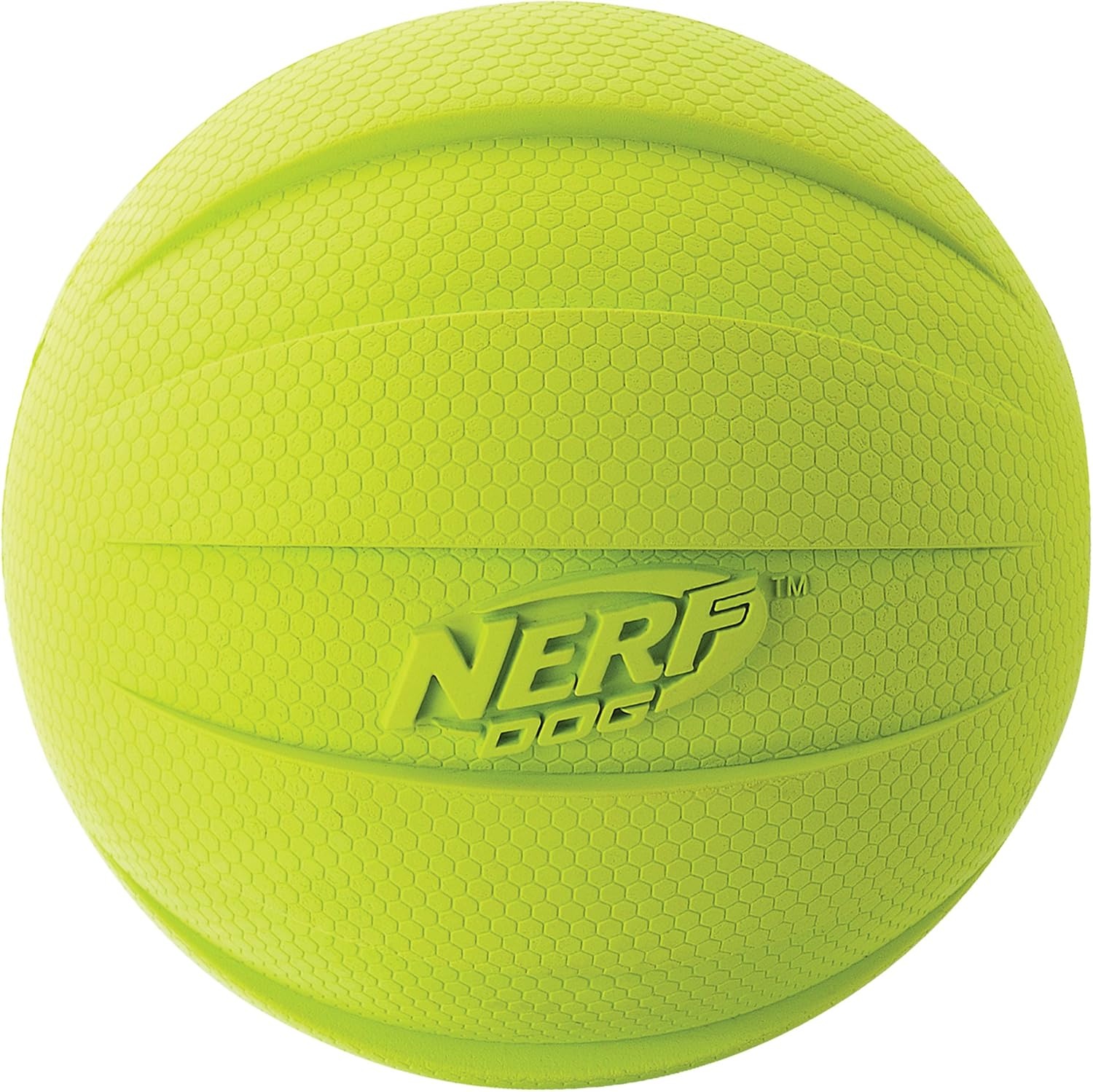 image:imageNerf Dog Rubber Ball Dog Toy with Squeaker Lightweight Durable and Water Resistant 4 Inch Diameter for MediumLarge Breeds Single Unit GreenGreen