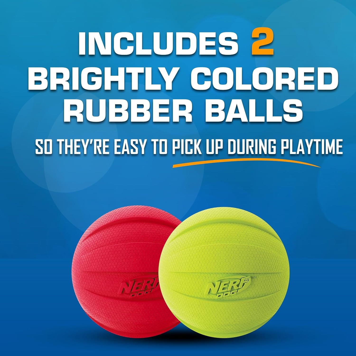 image:imageNerf Dog Rubber Ball Dog Toy with Squeaker Lightweight Durable and Water Resistant 4 Inch Diameter for MediumLarge Breeds Single Unit GreenGreenRed