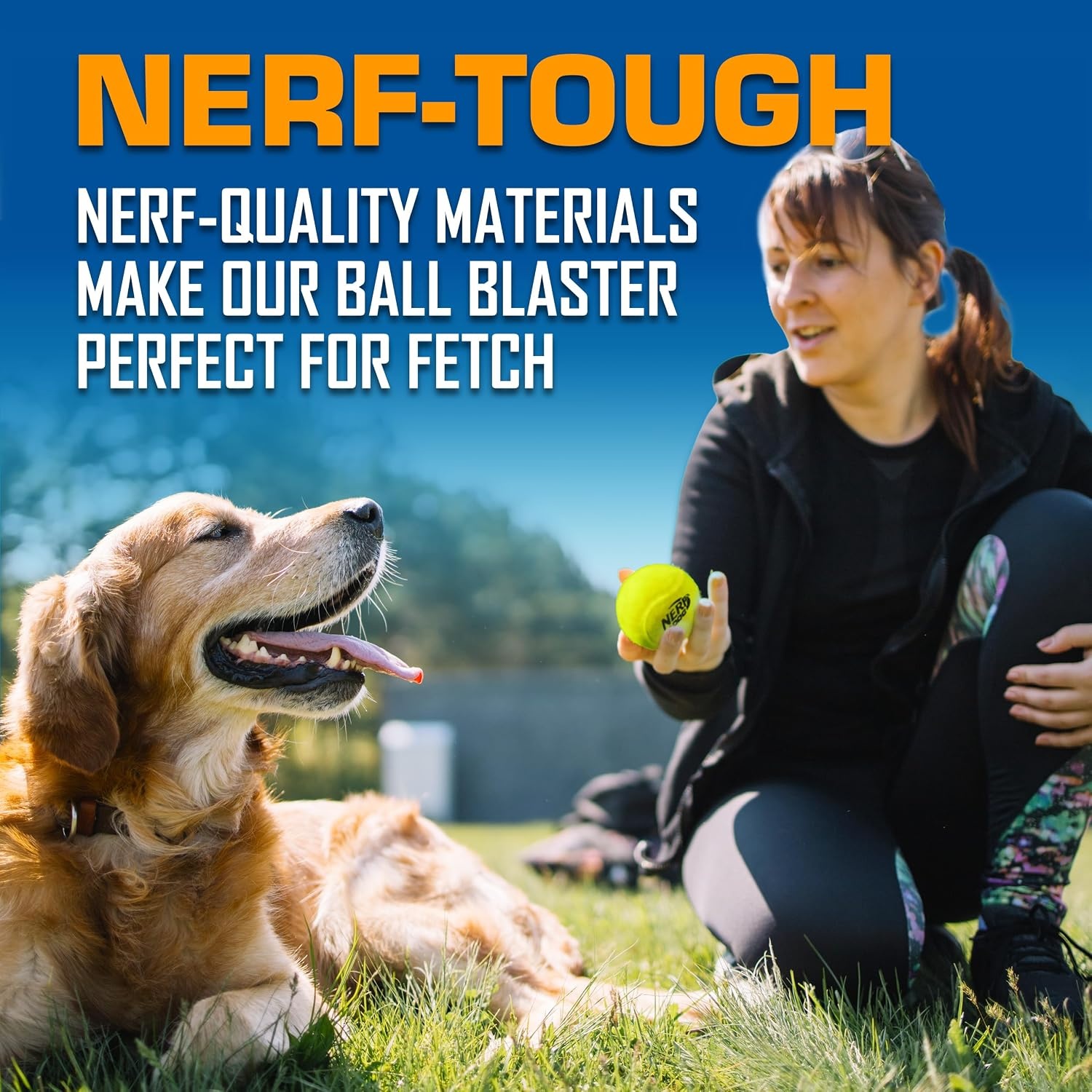 image:imageNerf Dog Tennis Ball Blaster Dog Toy Gift Set Tennis Ball Dog Fetch Toy Launches up to 50 ft Dog Ball Thrower for All Breeds Includes Translucent Blue Tennis Ball Launcher and 3 Dog Tennis Balls4 Piece Set Pack of 12