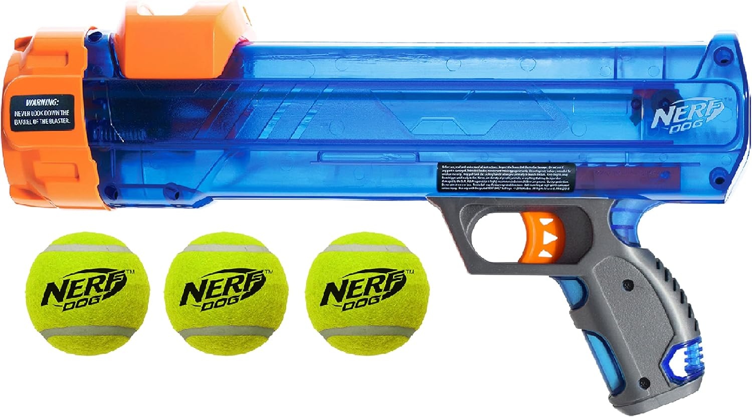 image:imageNerf Dog Tennis Ball Blaster Dog Toy12 in Translucent Blaster with 3 Balls