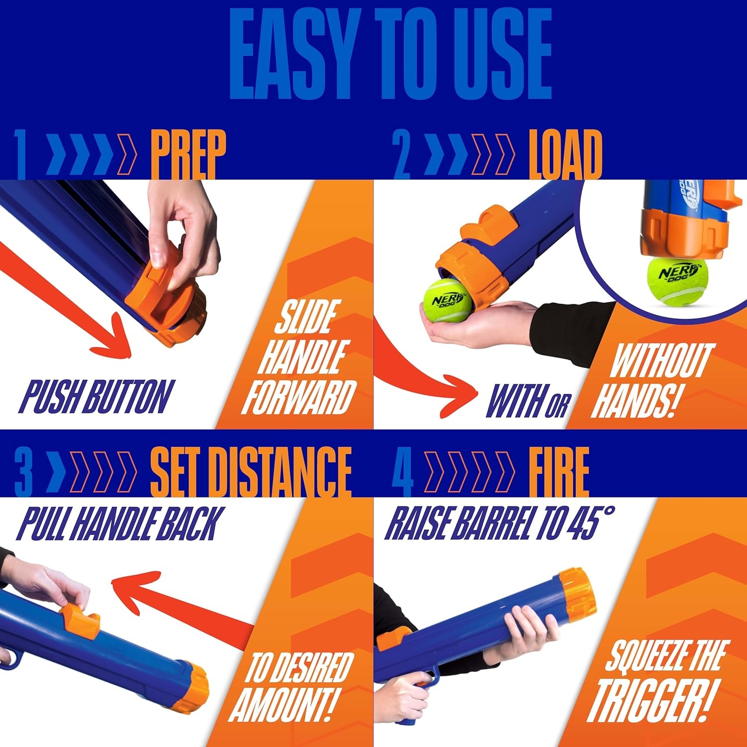 image:imageNerf Dog Tennis Ball Blaster Dog Toy16 in Compact Blaster with 1 Ball