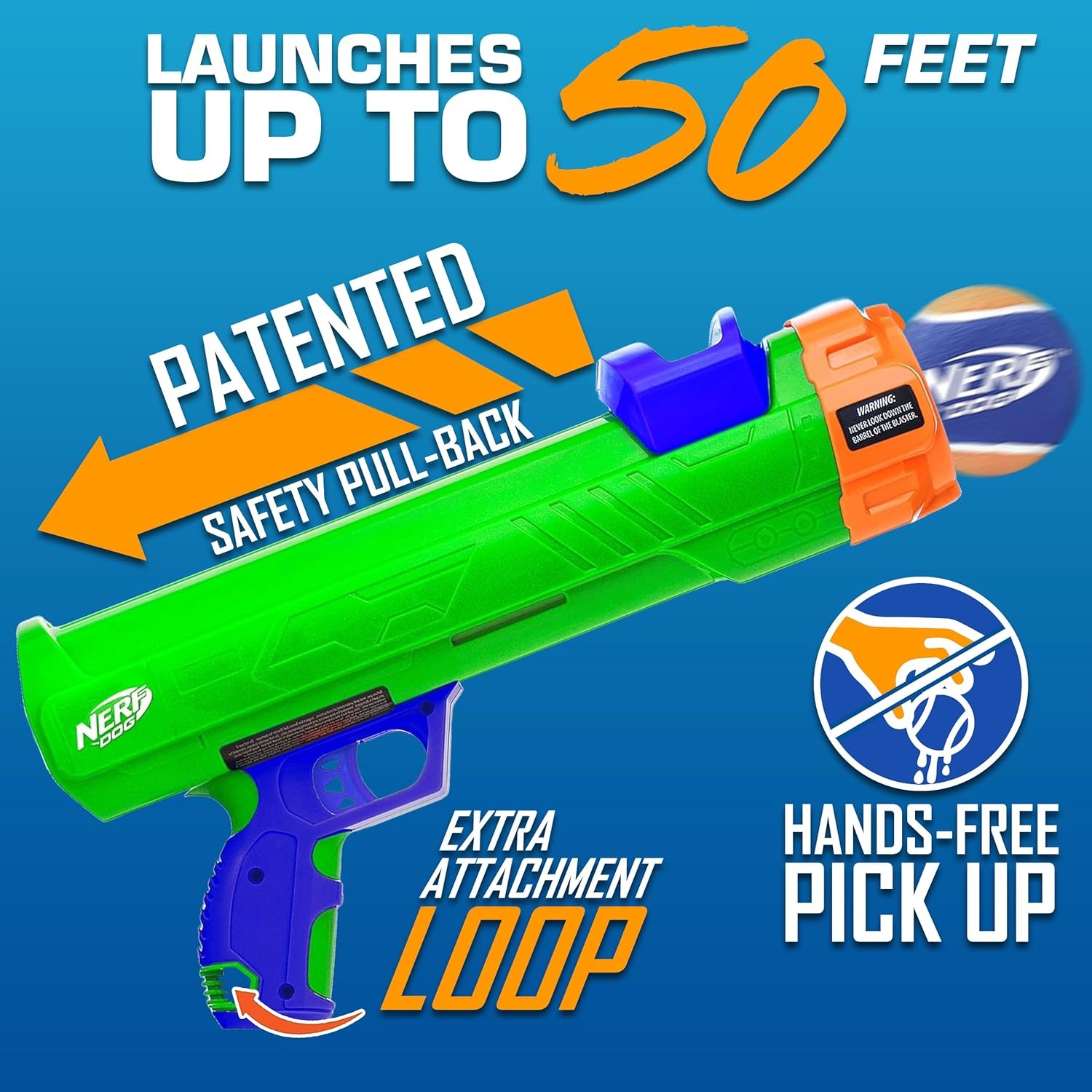 image:imageNerf Dog Tennis Ball Blaster Dog Toy16 in Compact Blaster with 3 Balls