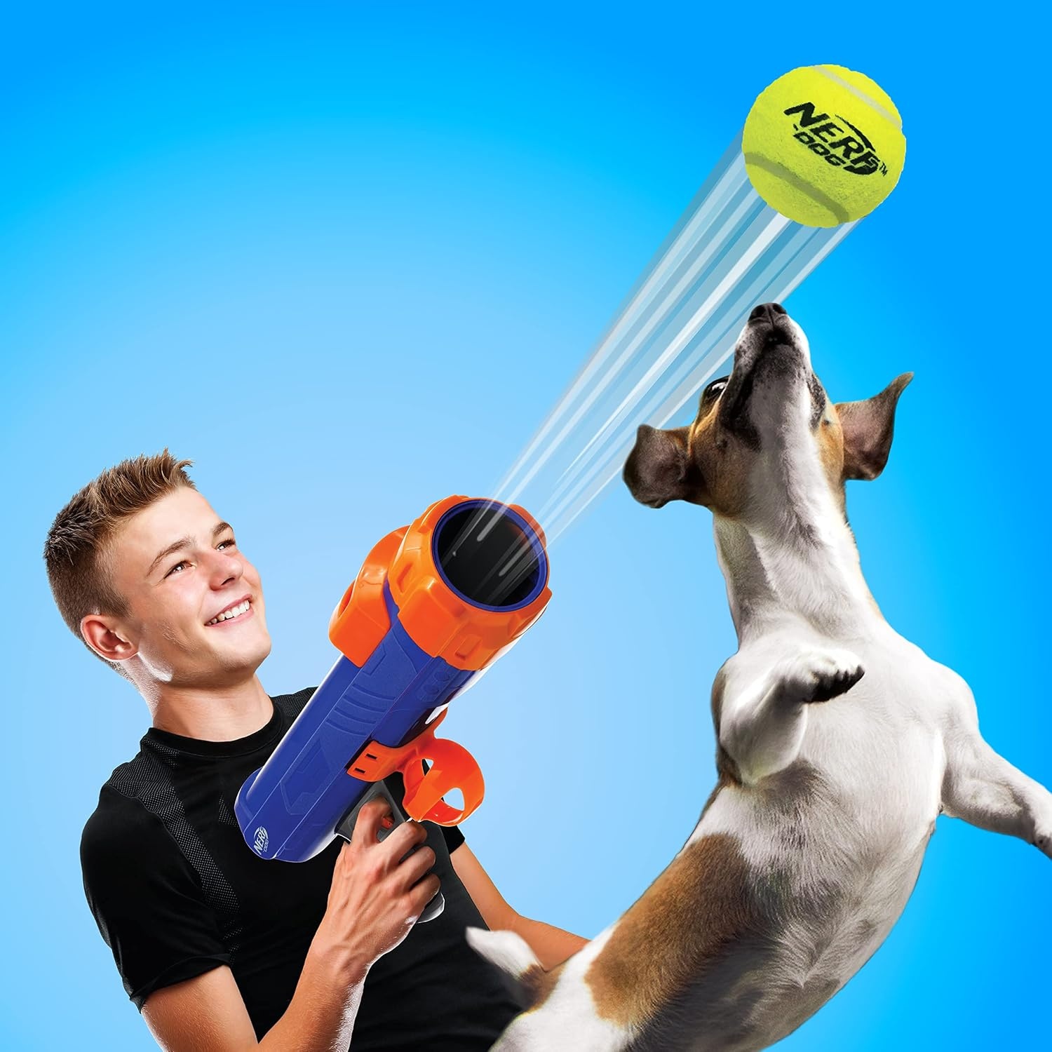 image:imageNerf Dog Tennis Ball Blaster Dog Toy20 Inch Large Blaster with 4 Balls