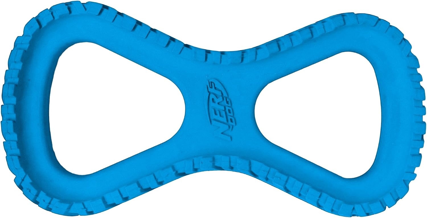 image:imageNerf Dog Tire Infinity Tug Dog Toy Lightweight Durable and Water Resistant 10 Inches for MediumLarge Breeds Single Unit BlueAzul