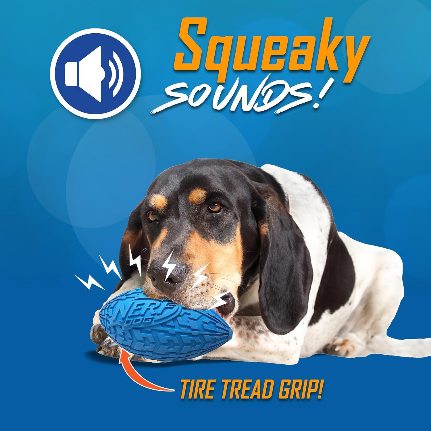 image:imageNerf Dog Tire Squeak Football Outdoor Dog Toy 6 Inch Dog Football Squeaking Toy for Medium and Large Breeds BlueBlue