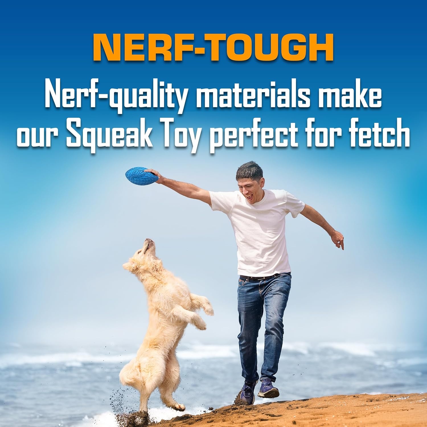 image:imageNerf Dog Tire Squeak Football Outdoor Dog Toy 6 Inch Dog Football Squeaking Toy for Medium and Large Breeds BlueBlue