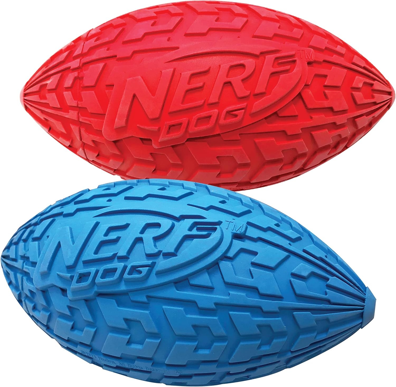 image:imageNerf Dog Tire Squeak Football Outdoor Dog Toy 6 Inch Dog Football Squeaking Toy for Medium and Large Breeds BlueRed and Blue