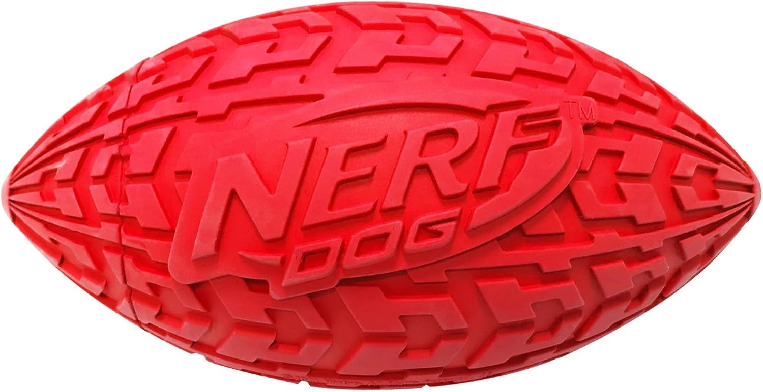 image:imageNerf Dog Tire Squeak Football Outdoor Dog Toy 6 Inch Dog Football Squeaking Toy for Medium and Large Breeds RedRed