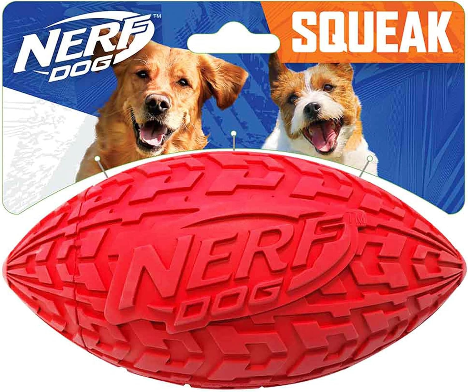 image:imageNerf Dog Tire Squeak Football Outdoor Dog Toy 6 Inch Dog Football Squeaking Toy for Medium and Large Breeds RedRed