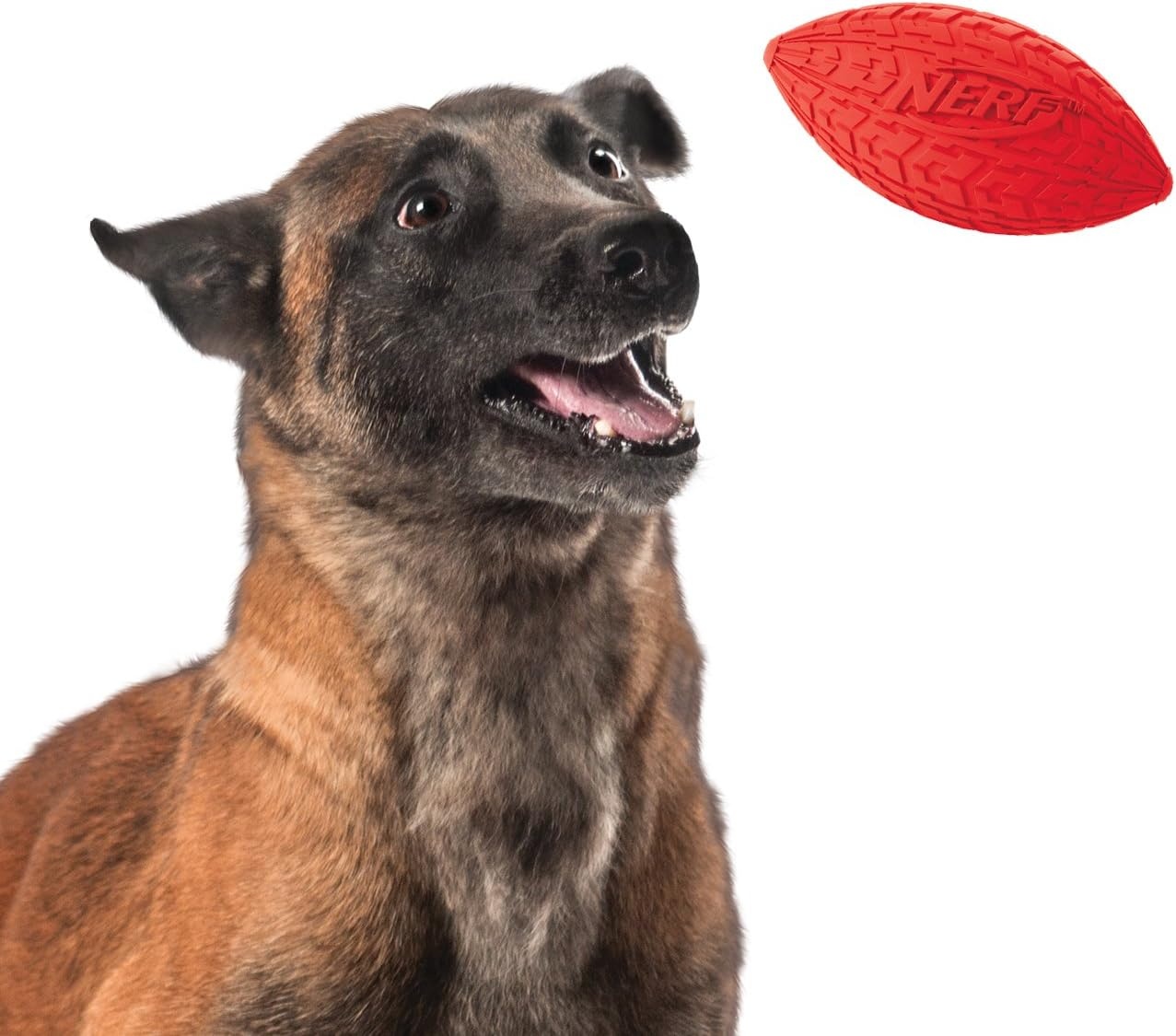 image:imageNerf Dog Tire Squeak Football Outdoor Dog Toy 6 Inch Dog Football Squeaking Toy for Medium and Large Breeds RedRed