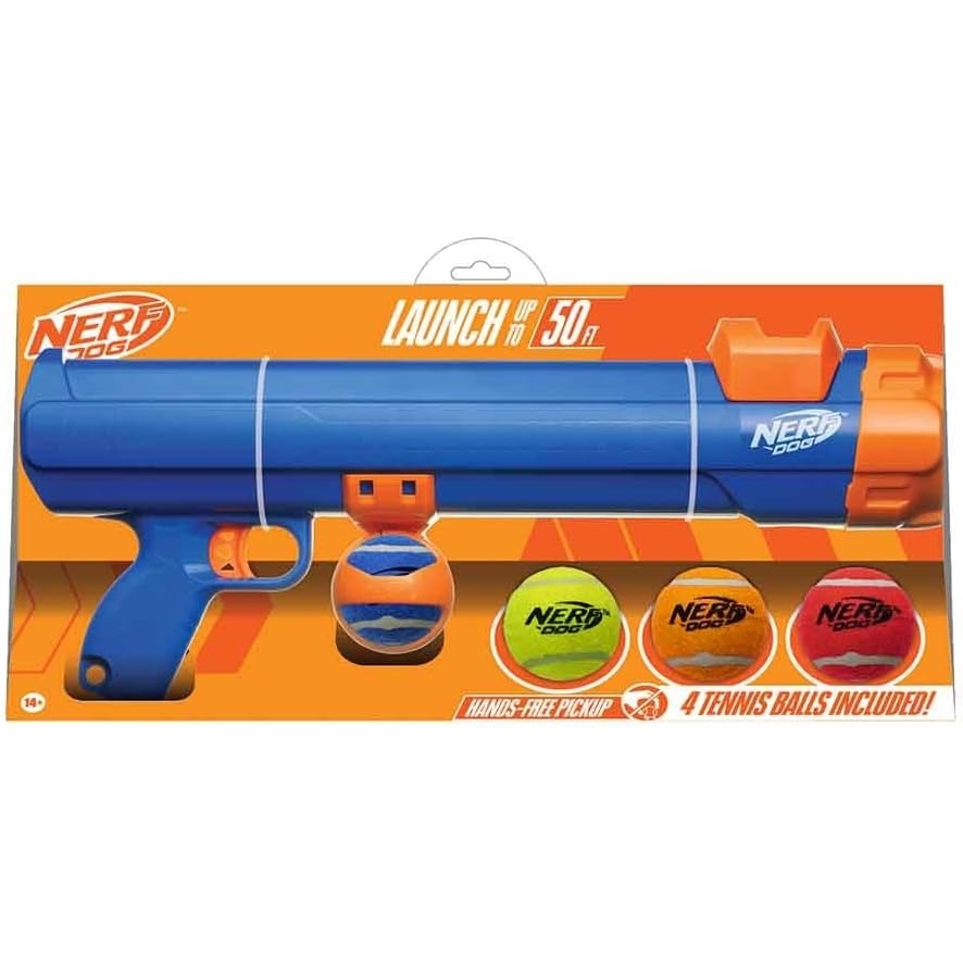 image:imageNerf Dog Tennis Ball Blaster Dog Toy20 Inch Large Blaster with 4 Balls