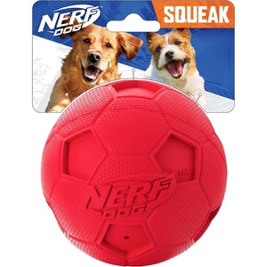 Nerf Dog 4in Soccer Squeak Ball Green, Dog Toy, Model Number: 2172(Red)