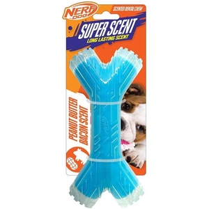 Nerf Dog 8in TPR/PP Scented Peanut Butter/Bacon SuperScent Stick Solid Core -Clear/Light Blue(Clear/Light Blue)