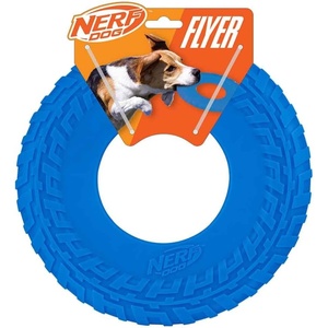 Nerf Dog Atomic Flyer Outdoor Dog Toy, 10 Inch Flying Disc Dog Fetch Toy, Rubber Dog Toy for Medium Dogs and Large Dogs, Orange(Blue)