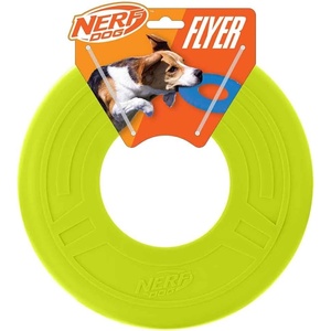 Nerf Dog Atomic Flyer Outdoor Dog Toy, 10 Inch Flying Disc Dog Fetch Toy, Rubber Dog Toy for Medium Dogs and Large Dogs, Orange(Green)