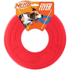 Nerf Dog Atomic Flyer Outdoor Dog Toy, 10 Inch Flying Disc Dog Fetch Toy, Rubber Dog Toy for Medium Dogs and Large Dogs, Orange(Red)