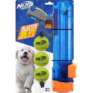 Nerf Dog Tennis Ball Blaster Dog Toy(12 in Translucent Blaster with 3 Balls)