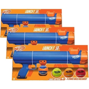 Nerf Dog Tennis Ball Blaster Dog Toy(20 Inch Large Blaster with 4 Balls (Pack of 3))