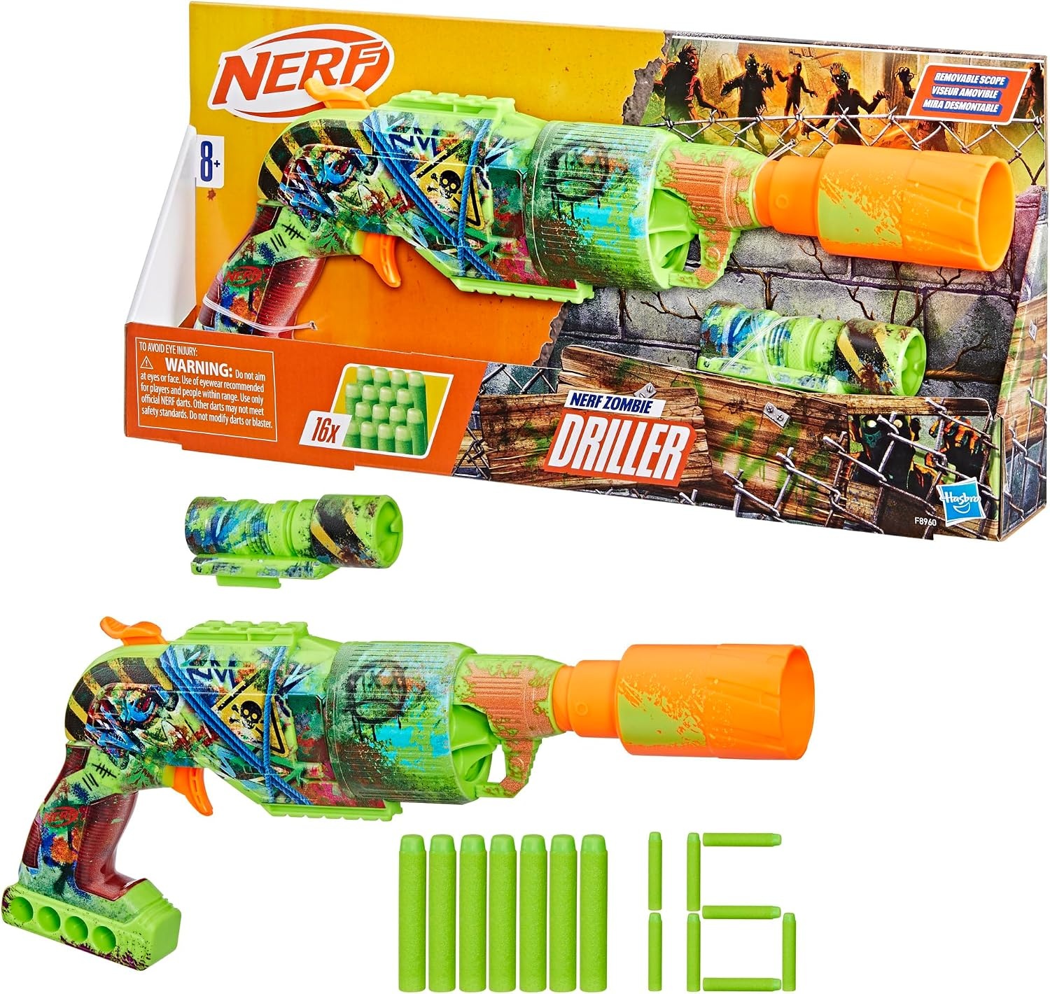 image:imageNerf Zombie Strikeout Dart Blaster 8 Nerf Elite Darts Foam Blade Pull Back Priming Outdoor Games Ages 8 Amazon ExclusiveZombie Driller