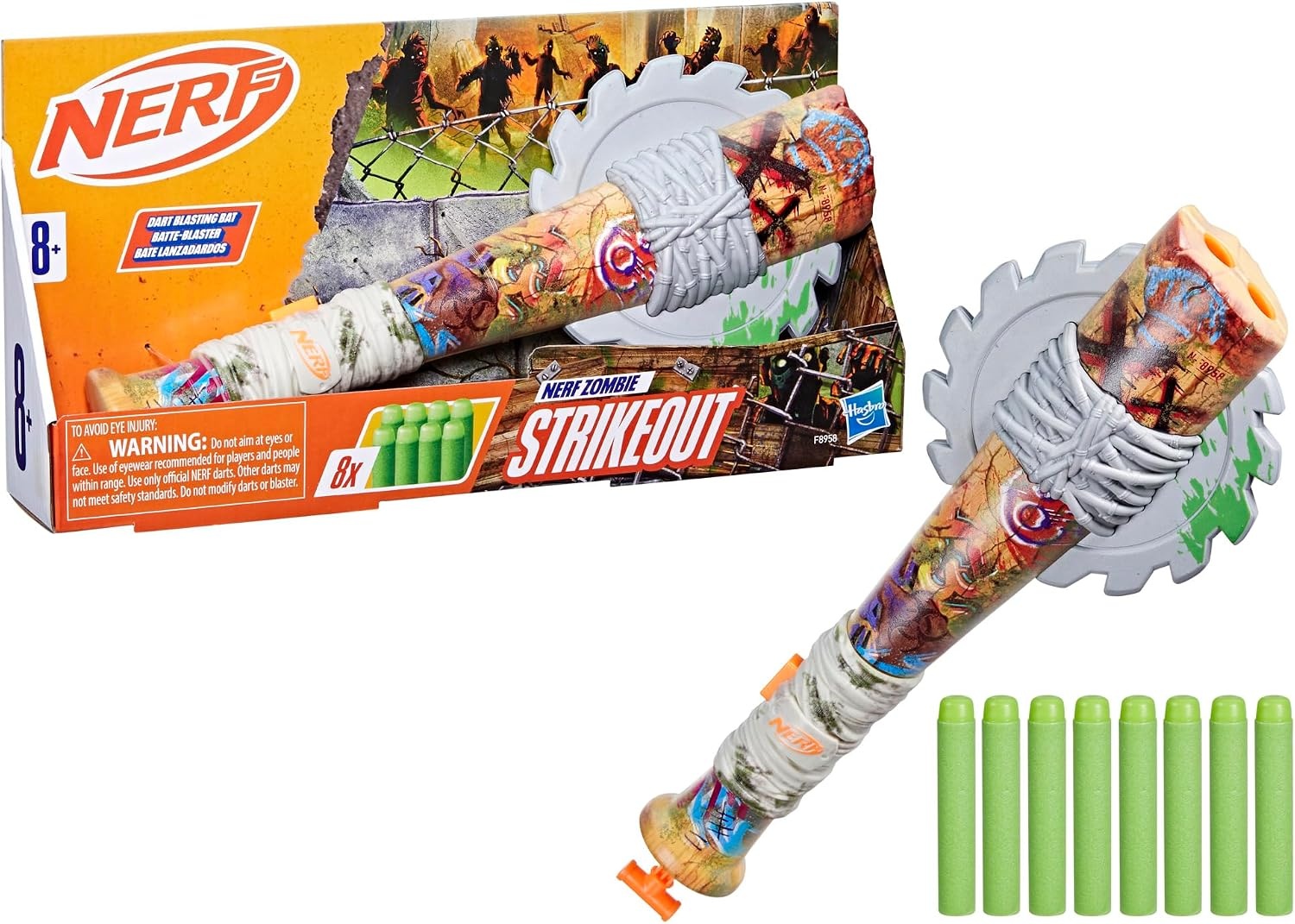 image:imageNerf Zombie Strikeout Dart Blaster 8 Nerf Elite Darts Foam Blade Pull Back Priming Outdoor Games Ages 8 Amazon ExclusiveZombie Strikeout