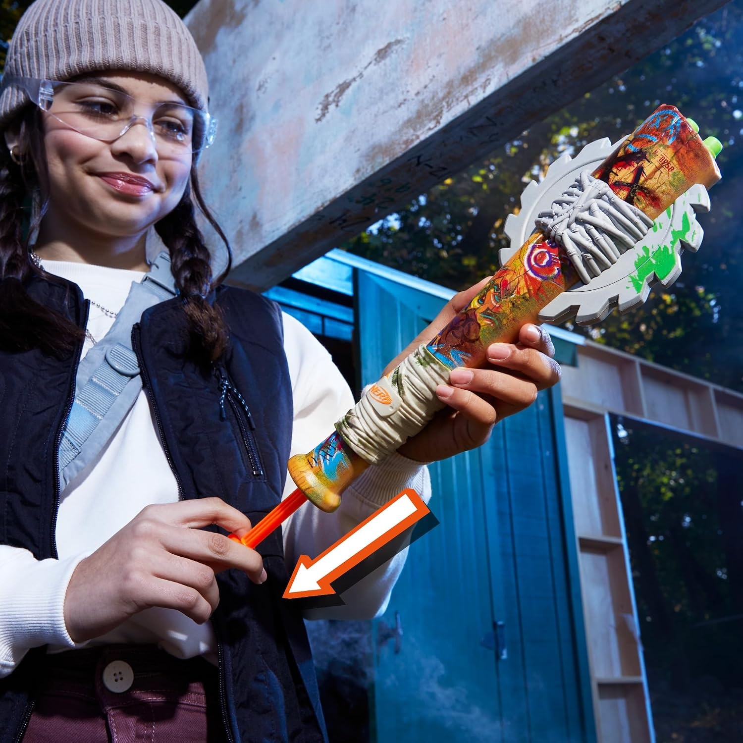 image:imageNerf Zombie Strikeout Dart Blaster 8 Nerf Elite Darts Foam Blade Pull Back Priming Outdoor Games Ages 8 Amazon ExclusiveZombie Strikeout