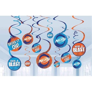 Nerf Hanging Swirl Decorations | Assorted Designs | 12 Pcs