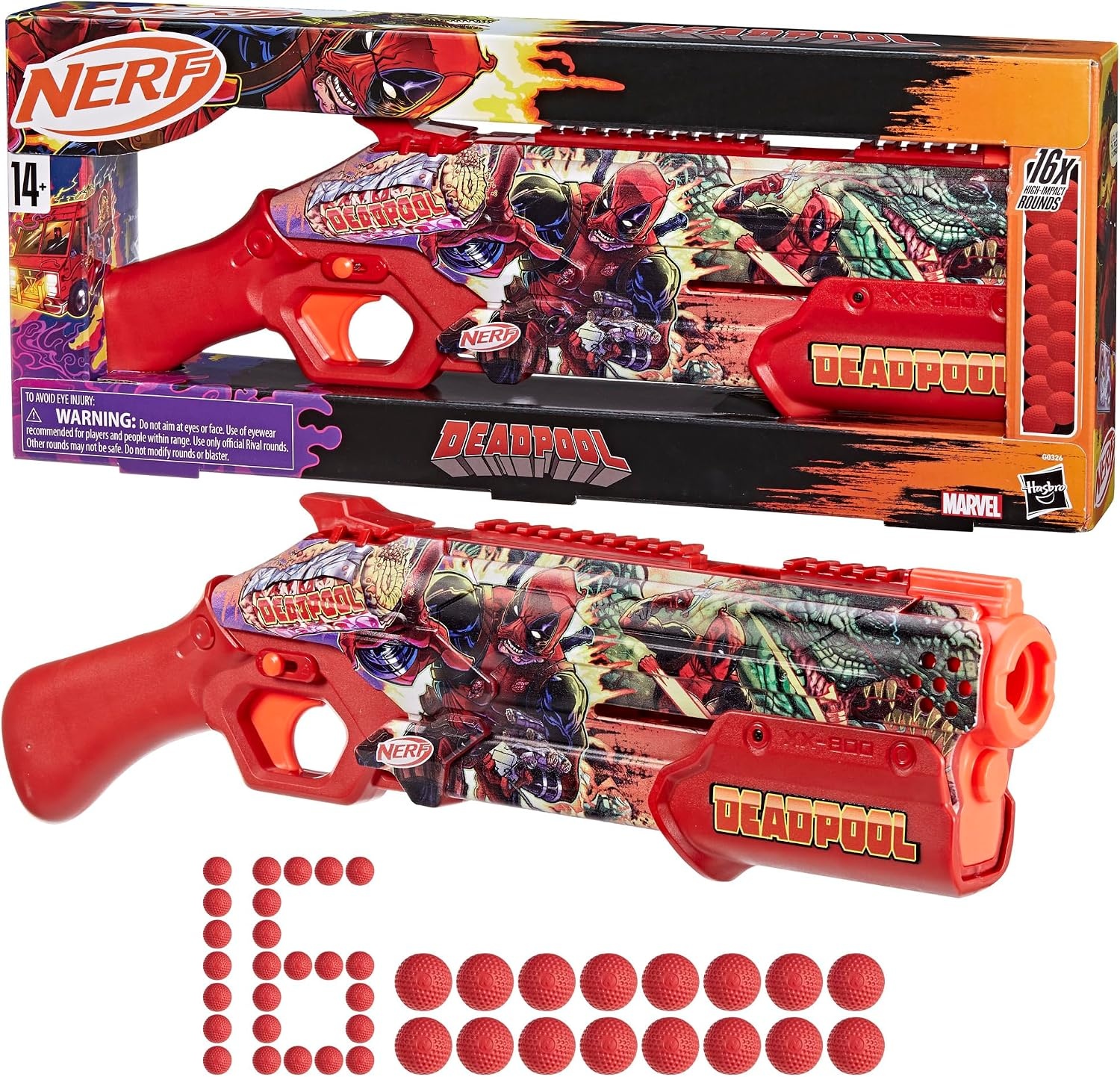 image:imageNerf Marvel Deadpool Blaster 16 Nerf Rival AccuRounds Pump Action Breech Load Gifts for Teens 14