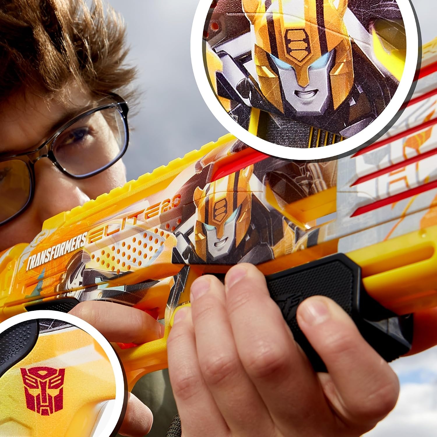 image:imageNerf Transformers Bumblebee Dart Blaster 8 Nerf Elite Darts Pump Action Toy Foam Blasters for 8 Year Old Boys amp Girls amp Up Amazon Exclusive