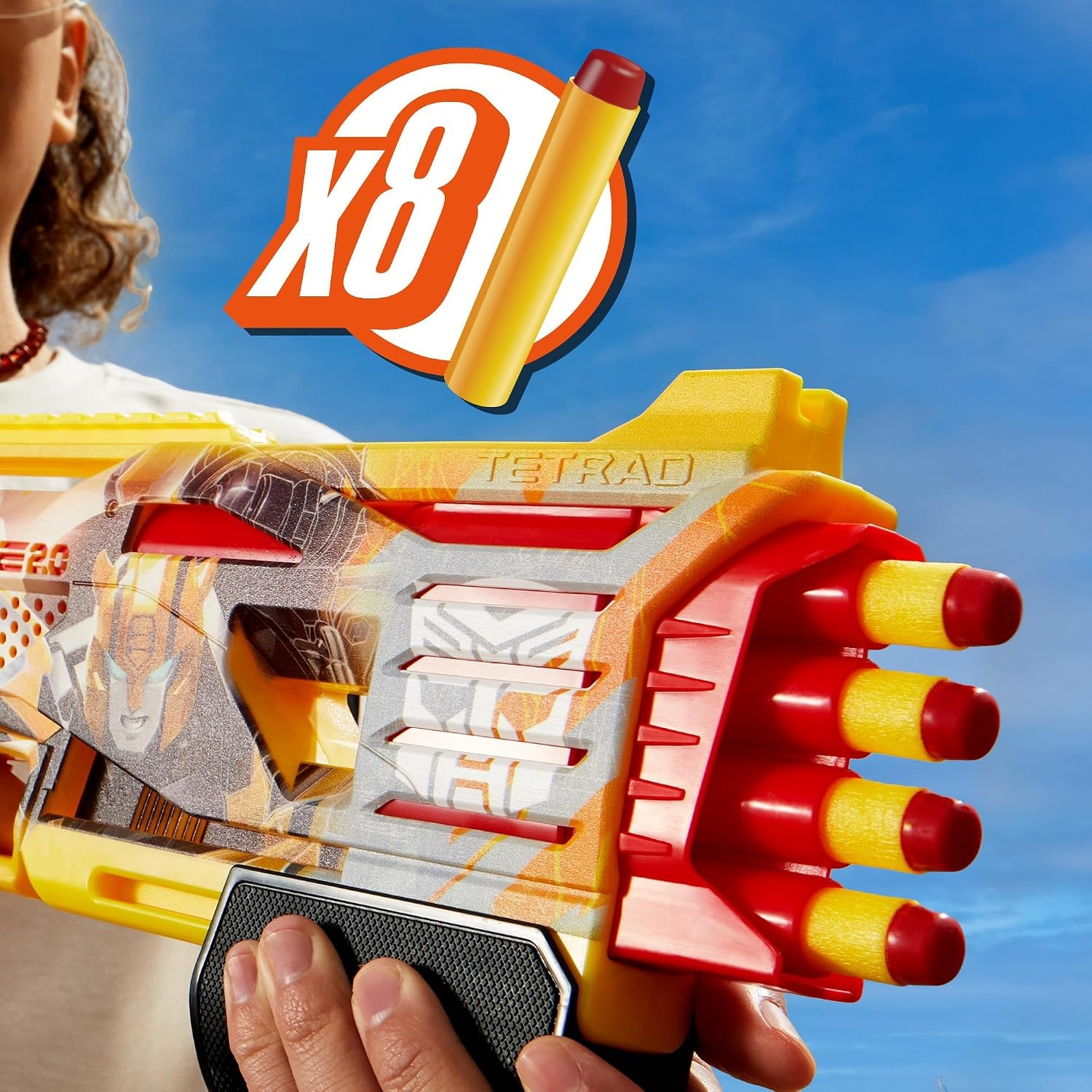image:imageNerf Transformers Bumblebee Dart Blaster 8 Nerf Elite Darts Pump Action Toy Foam Blasters for 8 Year Old Boys amp Girls amp Up Amazon Exclusive