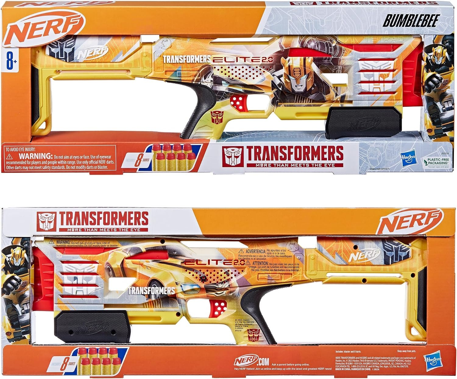 image:imageNerf Transformers Bumblebee Dart Blaster 8 Nerf Elite Darts Pump Action Toy Foam Blasters for 8 Year Old Boys amp Girls amp Up Amazon Exclusive