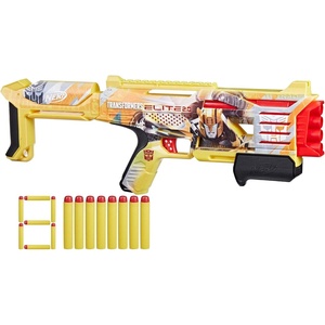 Nerf Transformers Bumblebee Dart Blaster, 8 Nerf Elite Darts, Pump Action, Toy Foam Blasters for 8 Year Old Boys & Girls & Up (Amazon Exclusive)