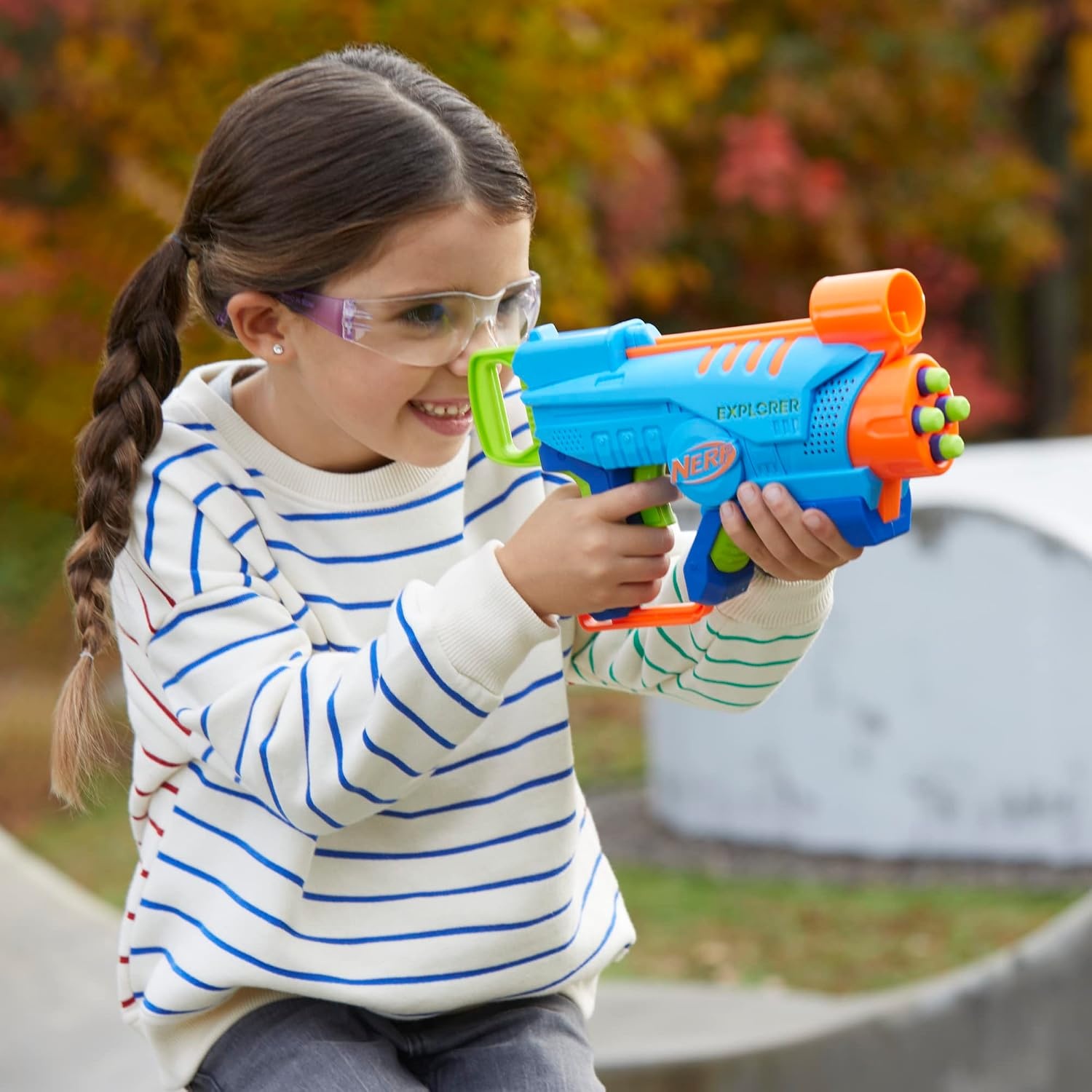 image:imageNERF Elite Junior Explorer EasyPlay Toy Foam Blaster 8 Darts for Kids Outdoor Games Ages 6 amp Up