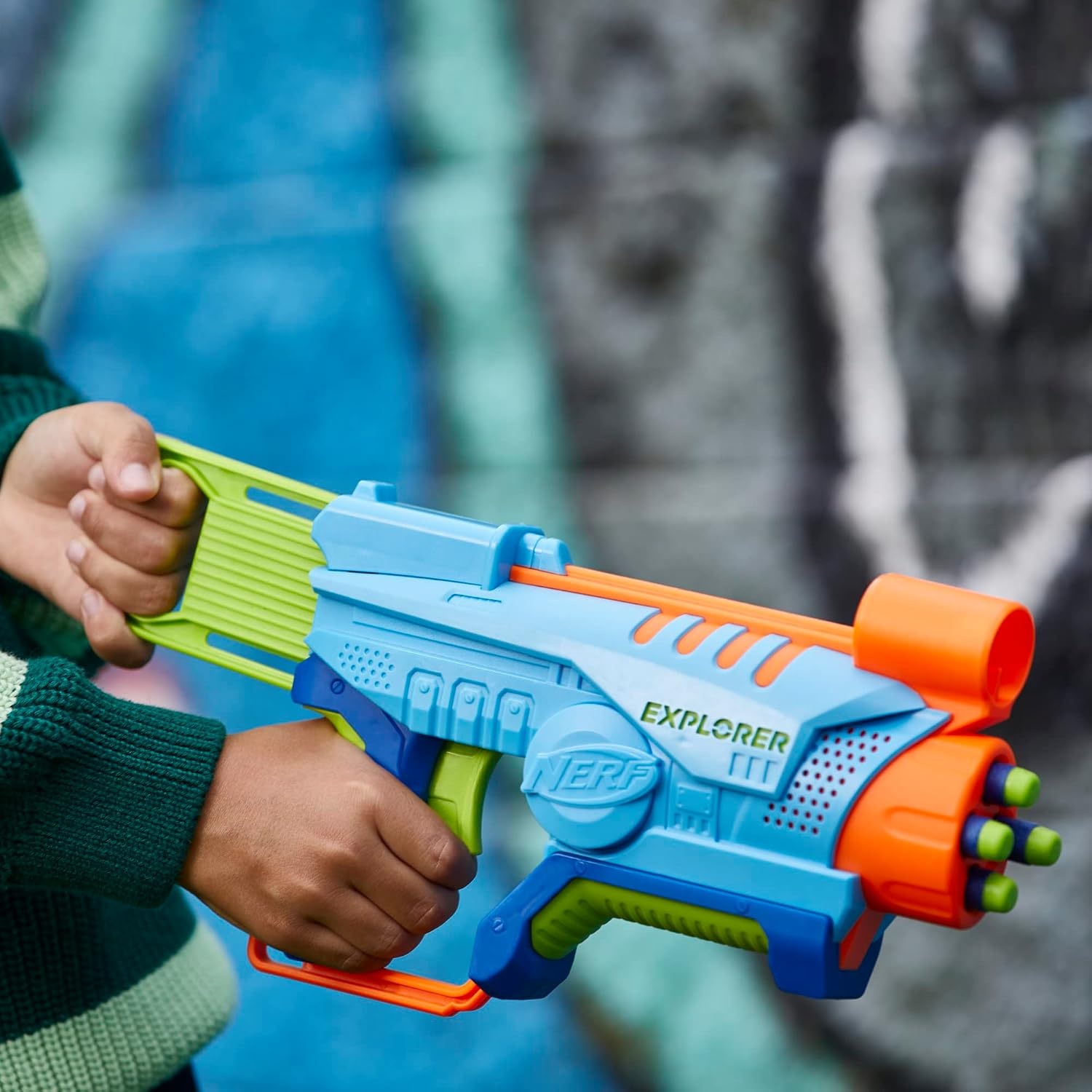 image:imageNERF Elite Junior Explorer EasyPlay Toy Foam Blaster 8 Darts for Kids Outdoor Games Ages 6 amp Up