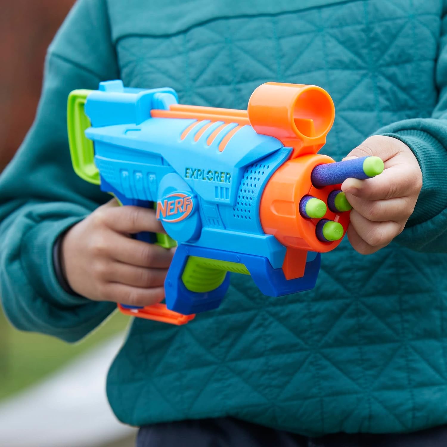 image:imageNERF Elite Junior Explorer EasyPlay Toy Foam Blaster 8 Darts for Kids Outdoor Games Ages 6 amp Up