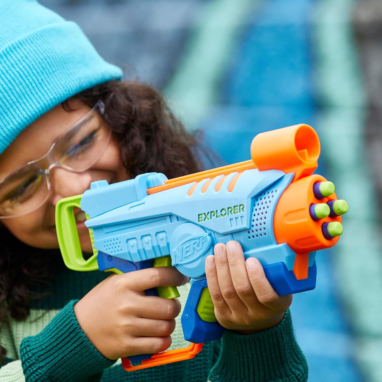 image:imageNERF Elite Junior Explorer EasyPlay Toy Foam Blaster 8 Darts for Kids Outdoor Games Ages 6 amp Up