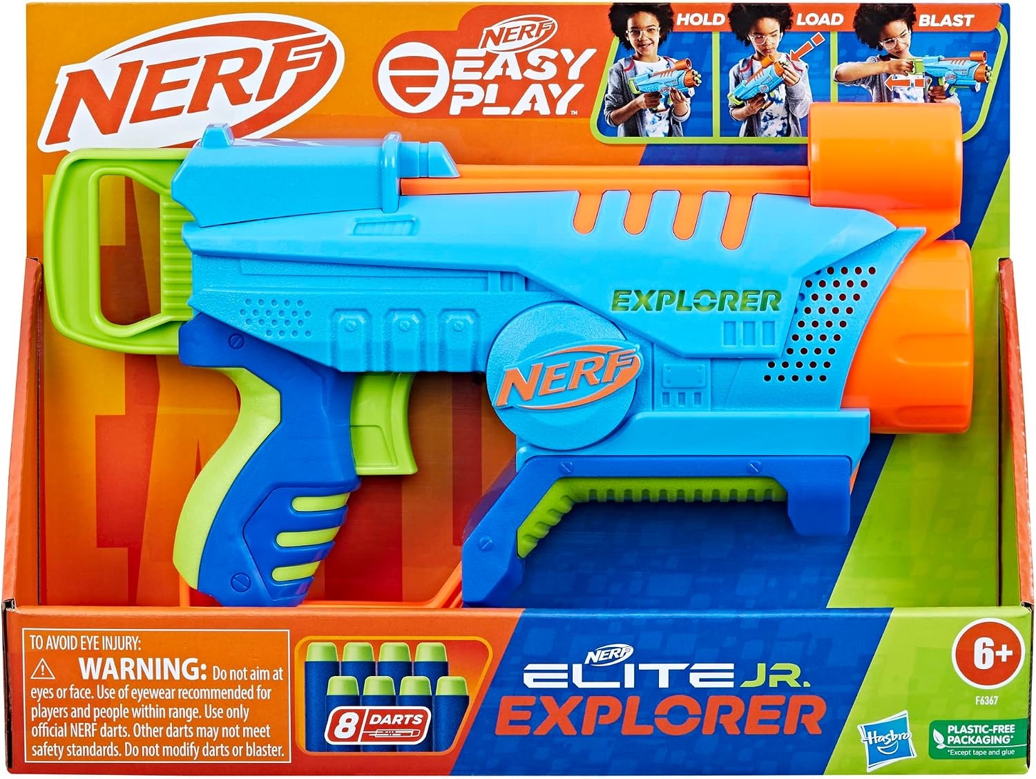 image:imageNERF Elite Junior Explorer EasyPlay Toy Foam Blaster 8 Darts for Kids Outdoor Games Ages 6 amp Up