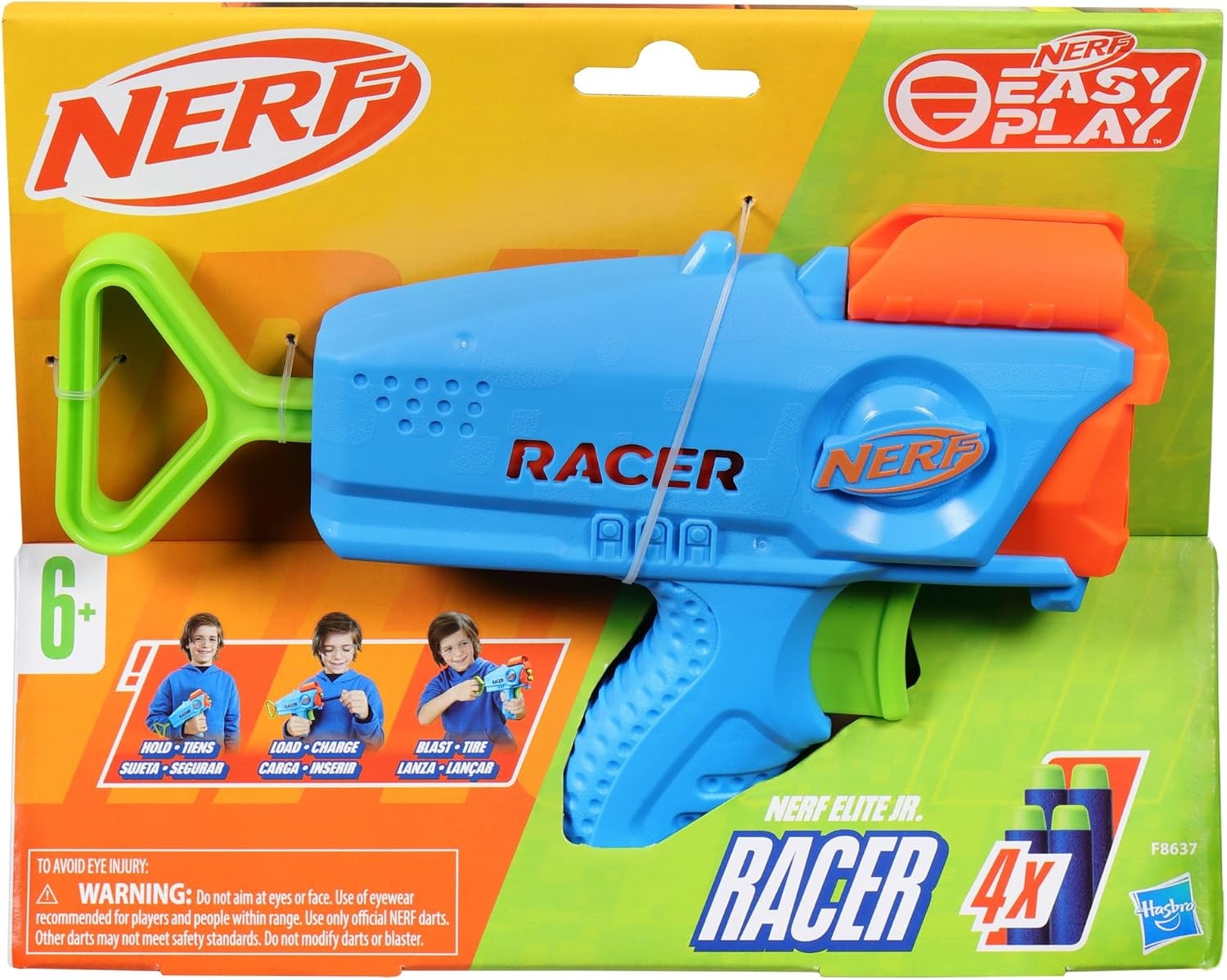 image:imageNERF Elite Junior Racer Easy Play Dart Blaster 4 Nerf Elite Darts Nerf Blaster Outdoor Toys for Kids Ages 6