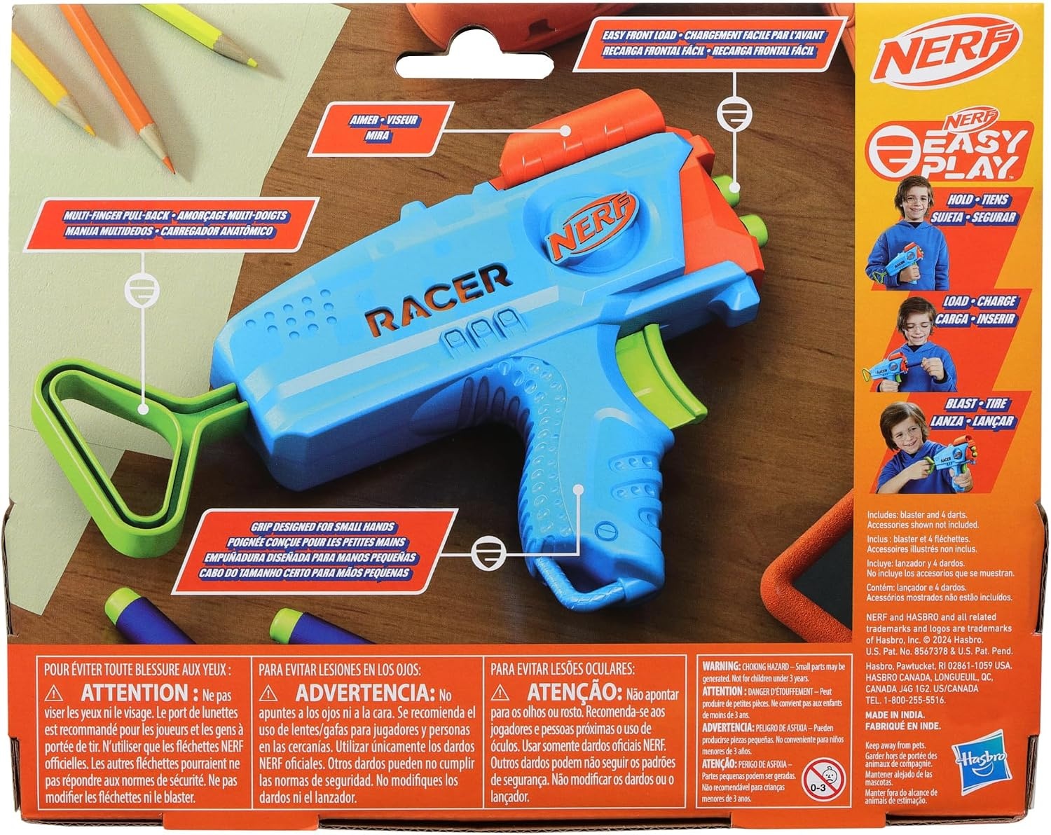 image:imageNERF Elite Junior Racer Easy Play Dart Blaster 4 Nerf Elite Darts Nerf Blaster Outdoor Toys for Kids Ages 6