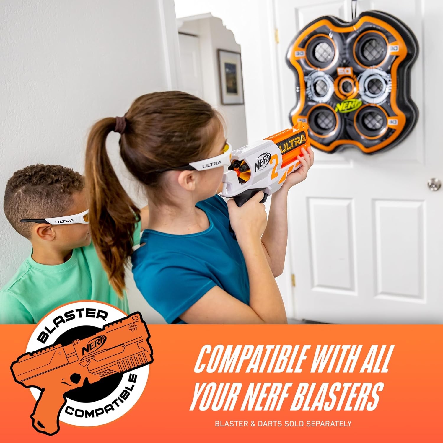 image:imageNERF Fling n Score Inflatable Slingshot Target Game 24 Door Toy