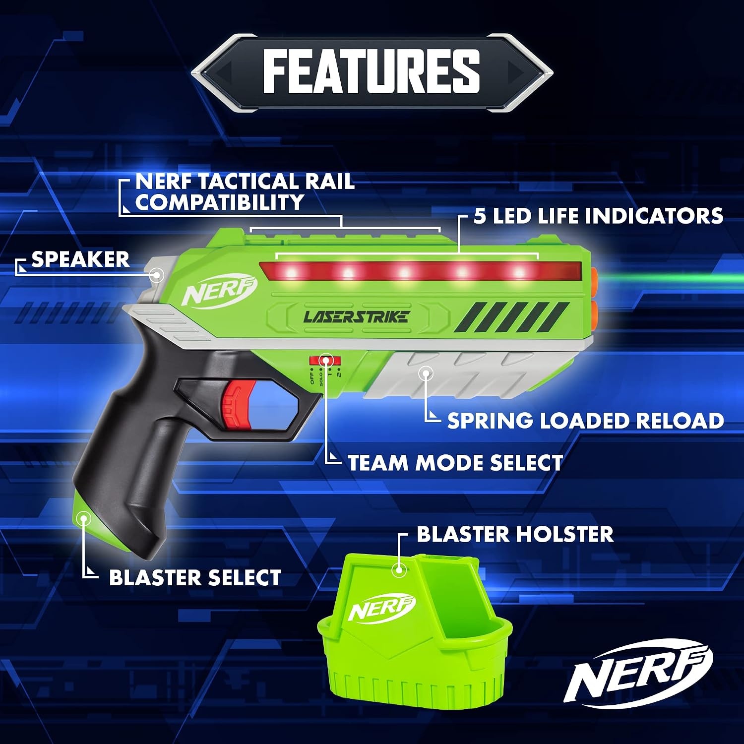 image:imageNERF Laser Strike 2 Player Laser Tag Game Pack Complete with 2 300ft Range Blasters amp 2 Holsters Indoor or Outdoor Play Arcade Games Toys for Kids amp Family